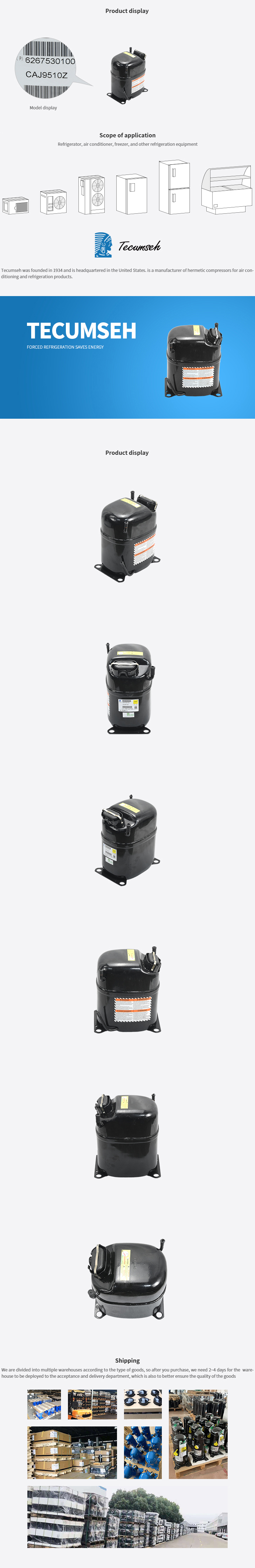 Tecumseh Compressor CAJ9510Z, technical parameters pdf, structure diagram